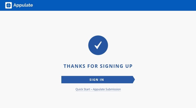 Thanks for signing up page