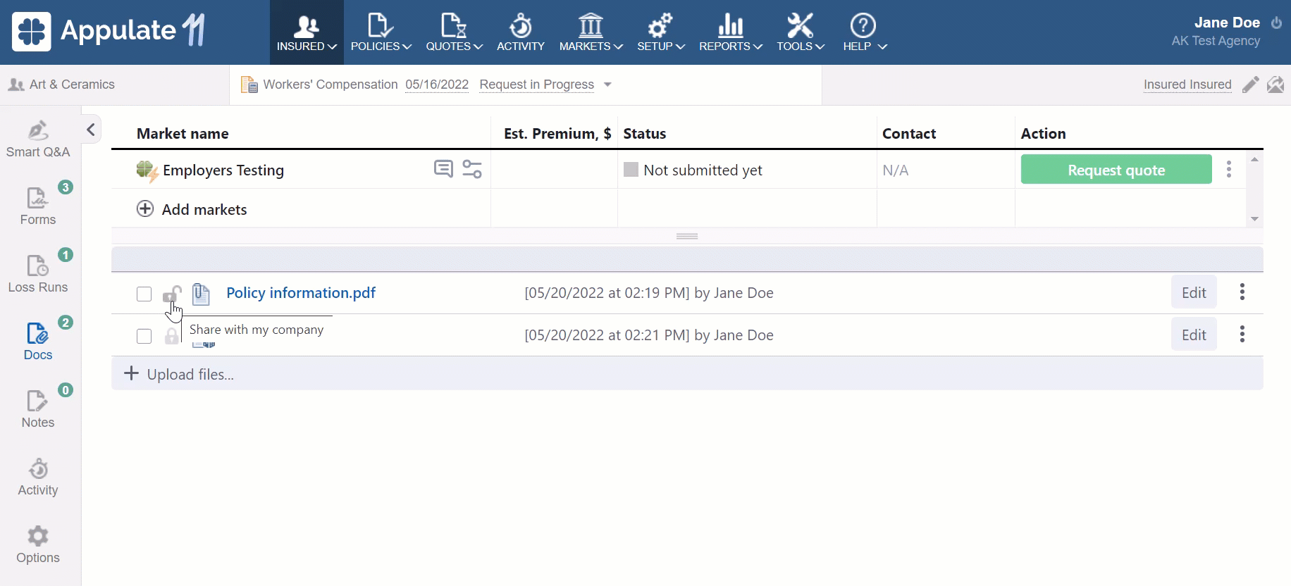 Changing document access type