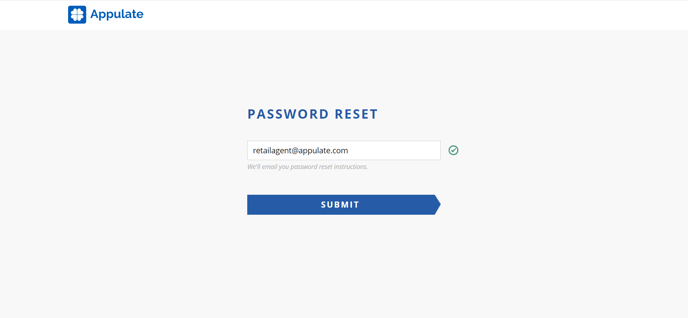 Password reset page