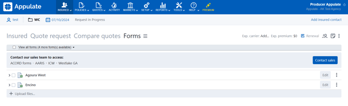 Restrictions on the Forms tab for agency