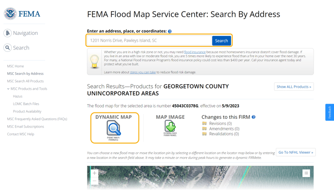 Entering address and interacting with search results