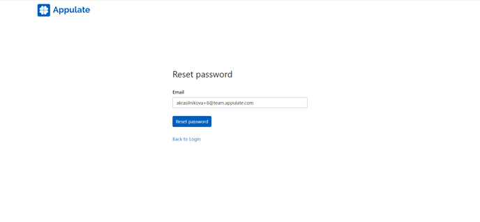 Reset password page