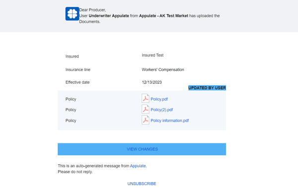 Documents uploaded notification