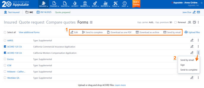 Forms Actions