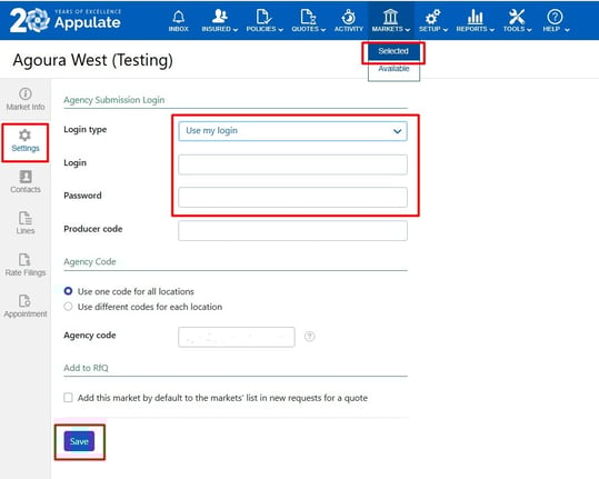 agency submission login details