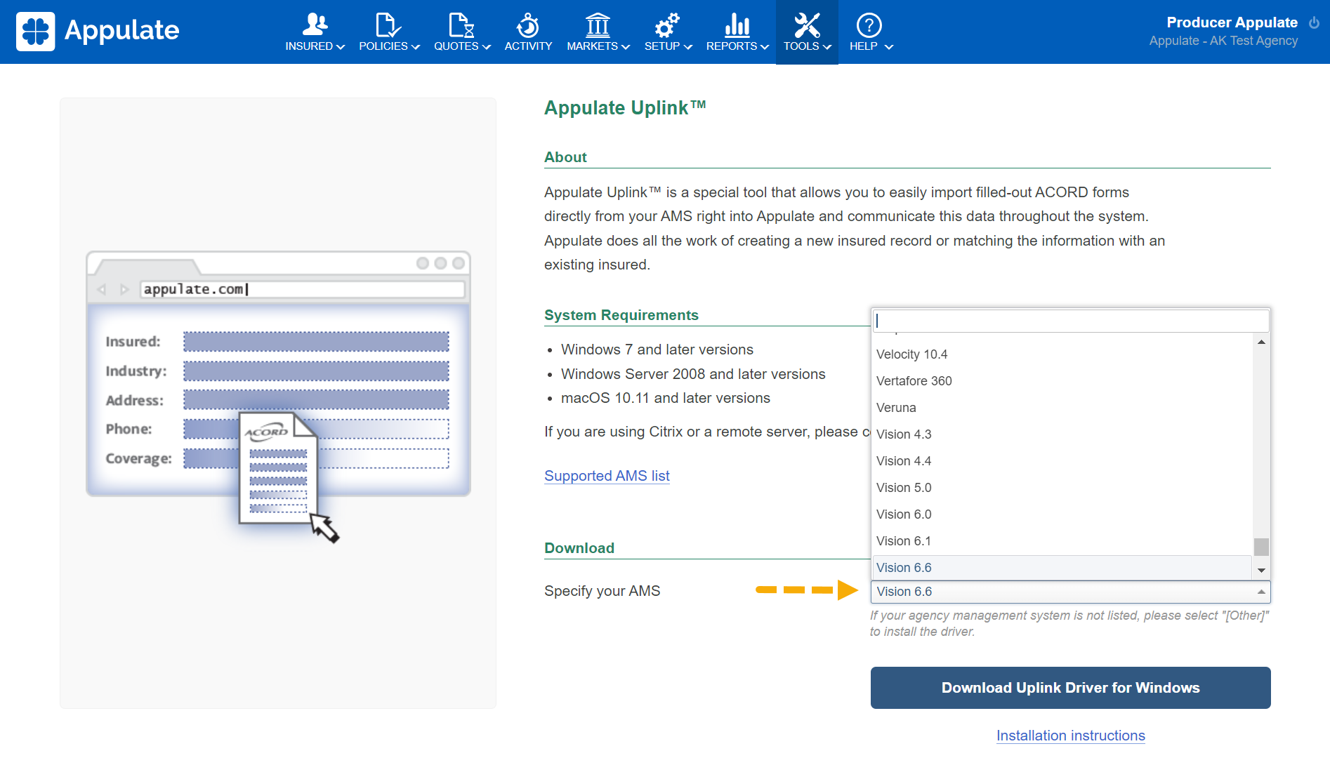 Uplink installation for Windows