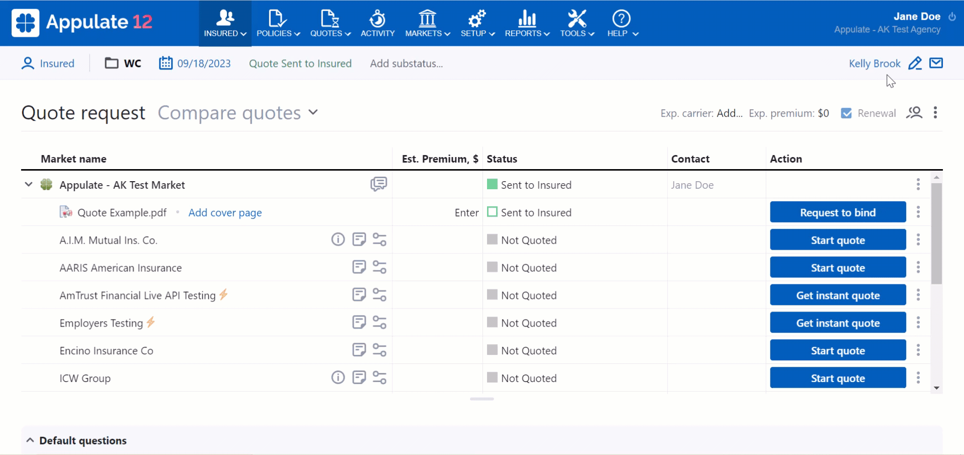 add insured contact - main contact panel