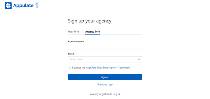Agency info step