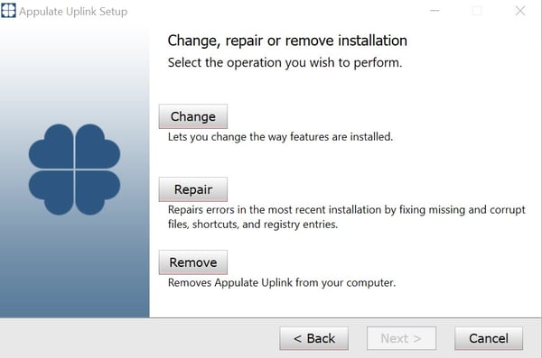 change, repair or uninstall 2