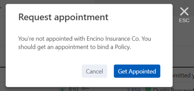 request appointment dialog