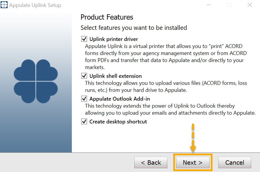 Security Appulate Uplink installation for Windows