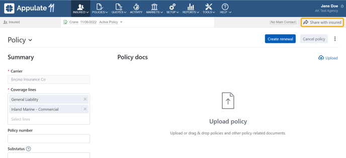 share with insured (policy)
