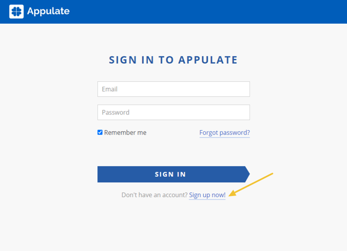 sign up now button